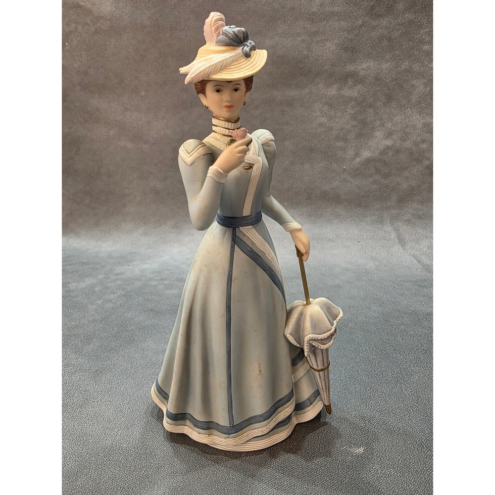 Home Interiors Lady Covington Figurine 14044-03 Vintage 2003 Porcelain Woman Blu